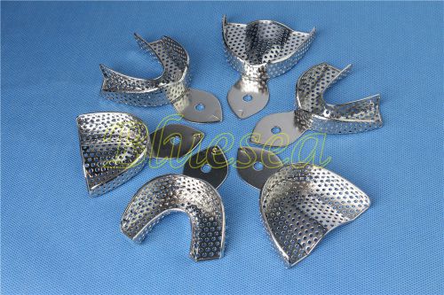 Hot 6pcs dental autoclavable metal impression trays stainless steel best quality for sale