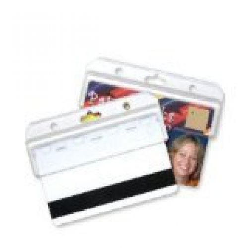 GBC BadgeMates Half Card Holder, Clear, 25 Holders per Pack (3748072)