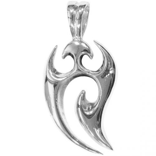 Tribal Fire Silver Pendant Necklace Sterling Silver Jewelry