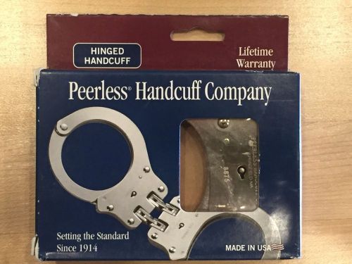 Peerless hinged handcuffs nickel model 801 + 2 keys! for sale