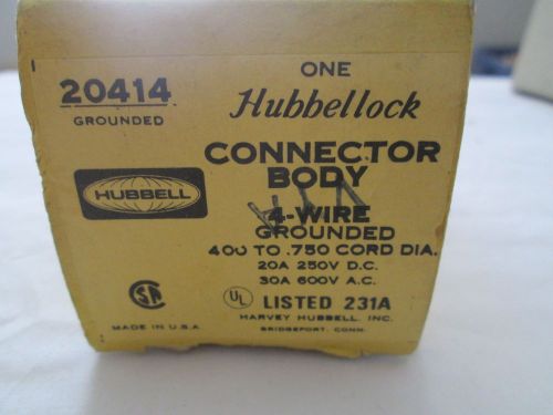 HUBBELL 20414 GROUNDED 4 WIRE HUBBELLLOCK CONNECTOR BODY 20/30A 250/600V NIB