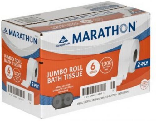 Marathon - Bath Tissue, 2-Ply, Jumbo Roll, 1,000 Ft. - 6 Rolls BULK