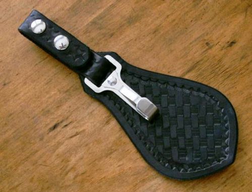 Law enforcement police security black leather belt accessory with single hook for sale