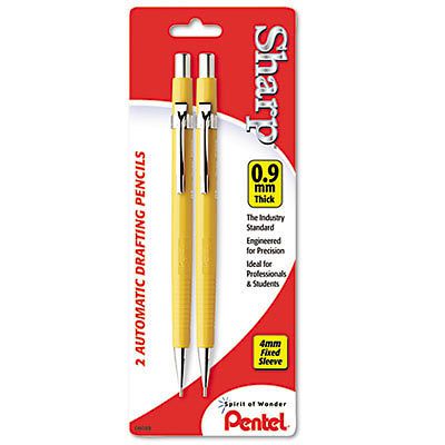 Sharp Mechanical Drafting Pencil, 0.9 mm, Yellow Barrel, 2/Pack, 1 Package