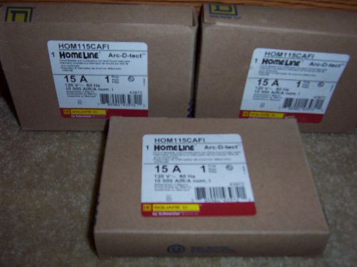 2 SQUARE D HOMELINE 15 AMP COMBINATION ARC FAULT HOM115CAFI NEW IN BOX NIB