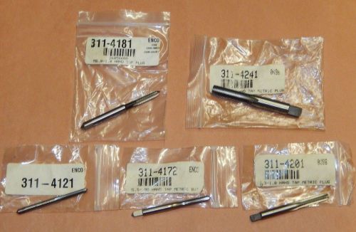 BRAND NEW SET OF 5 ENCO METRIC HSS THREADING TAPS - PLUG &amp; BOTTOM W/ 3-4 FLUTES