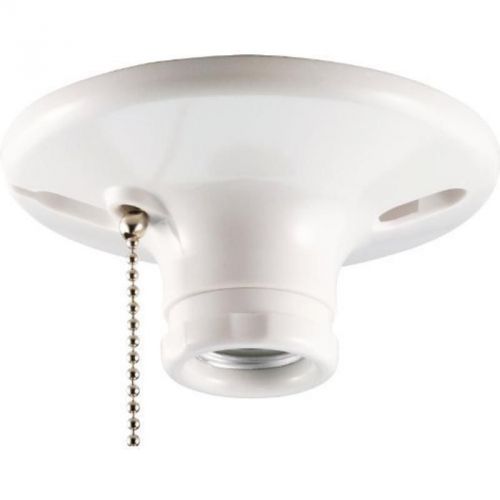 Plastic ceiling receptacle lamp holder w/pull chain, white cooper wiring utility for sale