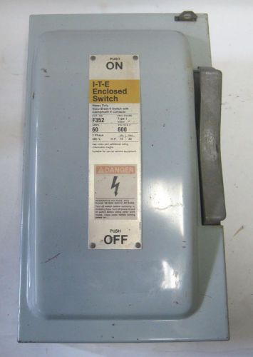 Siemens ite nema 1 fusible disconnect switch 60a f-352 usg for sale