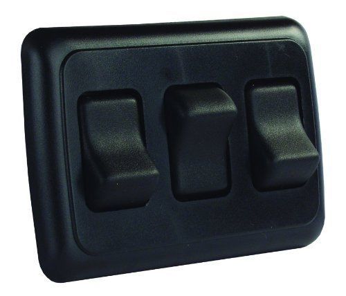 Jr products 12245 black triple spst on-off switch with bezel new for sale