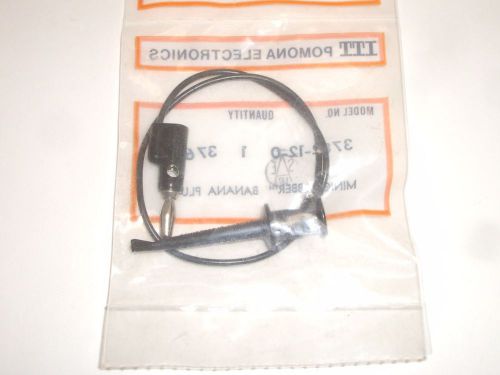 Pomona 3782-12-0 12&#034; black stacking banana plug to micro grabber test lead clip for sale