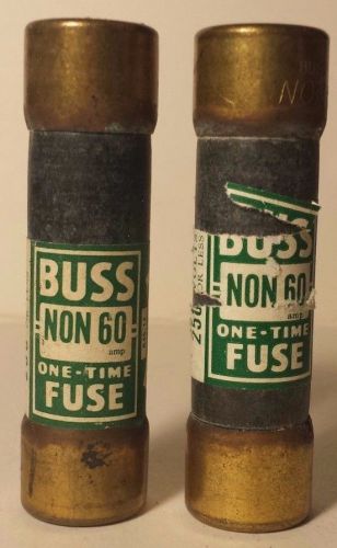 Vintage BUSS NON 60 250 Volt Fuse Quantity 2 -brass case, great for steampunk