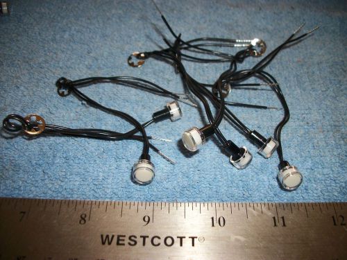 LOT OF SMALL WHITE 5-6V INDICATORS WITH RETAINING CLIP- WITH 6&#034; LEADS!  S