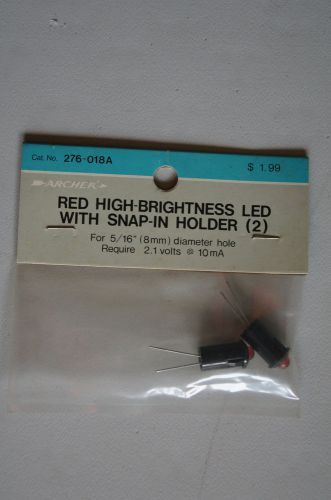 RadioShack Archer Red High-Brightness LED with Snap-In Holder 2 pack 276-018A