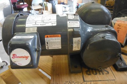 BROWNING E460/LO81111BIN  TYPE GWBP 57:1 REDUCER W/ EMERSON 1 HP MOTOR   USED
