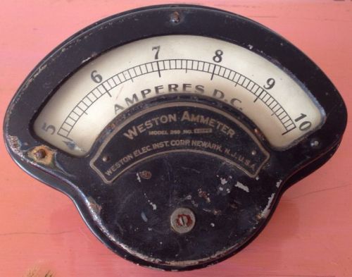 Vintage Industrial Weston Ammeter Amperes D.C. Gauge Model 263