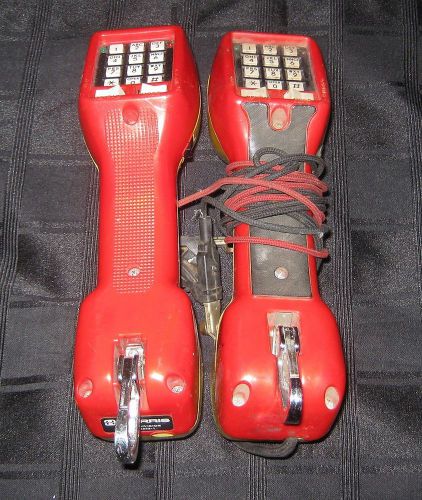 Pair of Red &amp; Yellow Harris Dracon TS21 Test Phone Butt Set Lineman Telephone