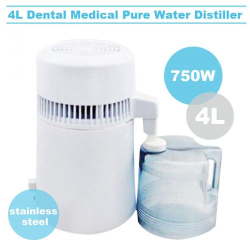4L Distiller Pure Water Purifier Filter &amp; Manual dental lab equipment Stainless