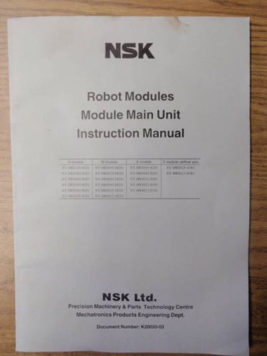 NSK Cartesian Robot Module Main Unit Instruction Manual