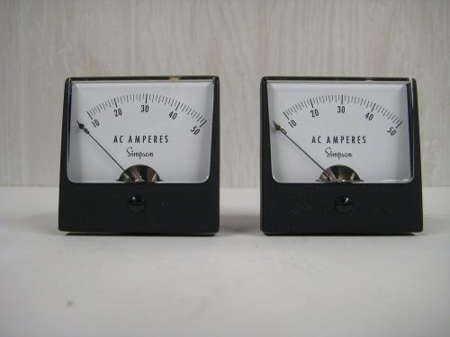 Simpson 0-50 Amp AC Analog Meter Lot Of 2 Model #1257, Cat #2619 New (248)