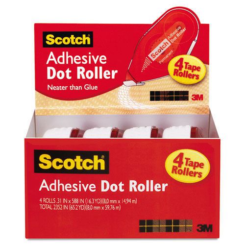 Adhesive Dot Roller Value Pack, 0.3 in x 49 ft., 4/PK