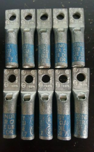 (lot of 10) burndy 6 awg 1-hole blue lugs 3/16&#034; stud for sale