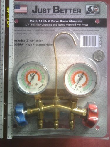 Jb industries m2-5-410a standard brass two valve manifold w/ hoses for sale