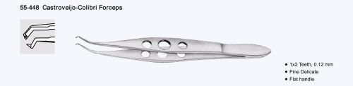 O3370 Castroveijo-Colibri Forceps 1x2  0.12 mm Teeth Ophthalmic Instrument