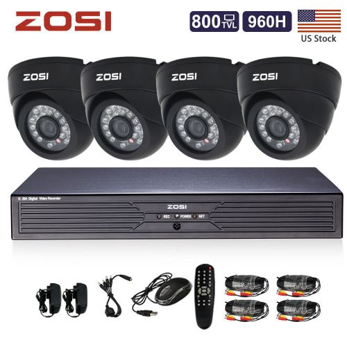 ZOSI 4CH 960H Surveillance DVR 800TVL IR Indoor Home CCTV Security Camera System