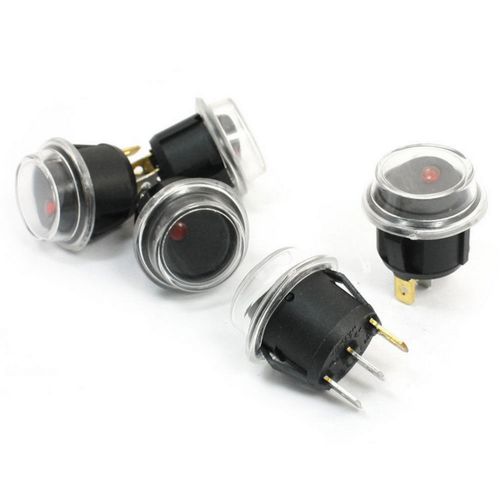5pcs red led lamp spst 3pin soldering waterproof rocker switches ac 250v 125v for sale