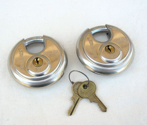 (2) Brinks R70 Stainless Steel Disc Locks with (2) Keys Hardware Storage Locker