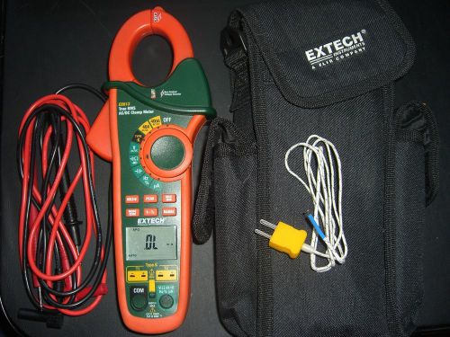 ExTech EX613 True RMS Clamp Meter **TESTED** w/ Soft Case Test Leads Temp Probe