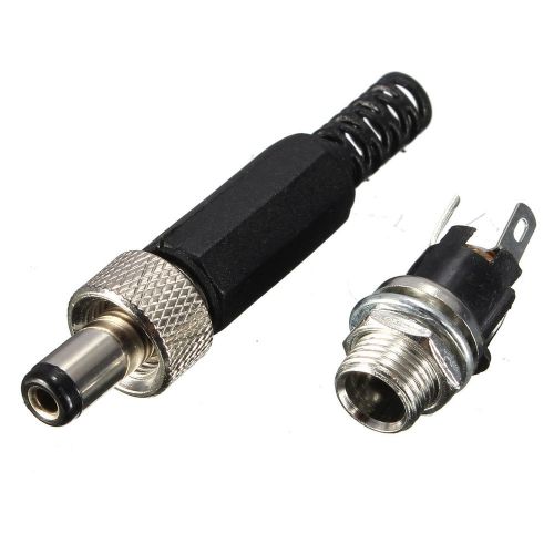 1pc 5.5x2.1mm dc connector plug with screw locking and metal panel mount socket for sale