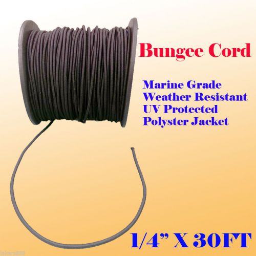 1/4&#034; x 30 Ft (10 Yard) Premium Marine Grade Bungee Shock Stretch Cord UV Black