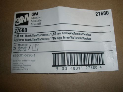 3M 27680 mandrel 3/32&#034; Shank for 1&#034; or smaller bristle disc with 1/16&#034; hole dia.