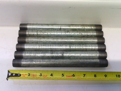 9&#034; x 1/2&#034; npt galvanized pipe nipple, lot of 6 for sale