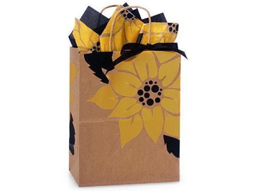 50 Med Shopping Wedding Gift Bags Sunflower Kraft Paper Merchandise Bag Floral