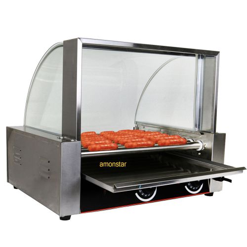 1800w Portable Stainless 24 Hot Dog 9 Roller Grilling Machine w/ Cover