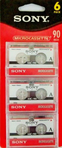 New sony 6 pack mc-90 6mc90l microcassette 90 minute recording tapes for sale