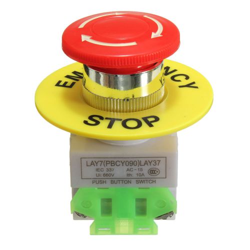 660v self locking red sign mushroom cap emergency stop push button switch no/nc for sale