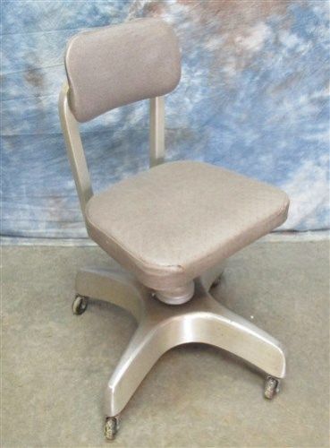 Gray swivel rolling propeller base office chair mid century industrial vintage for sale