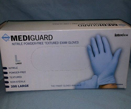 Mediguard mg6053 nitrile powder/latex-free textured exam gloves (box of 200) lrg for sale