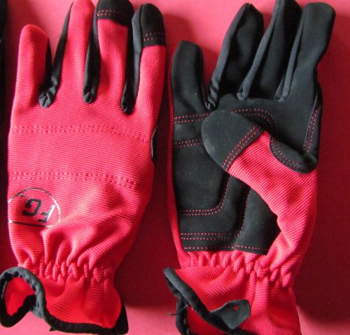 2 Pr~HighDex WORK GLOVES~&#034;Firm Grip&#034;~RED~Large~Padded~Syn Leather~Spandex