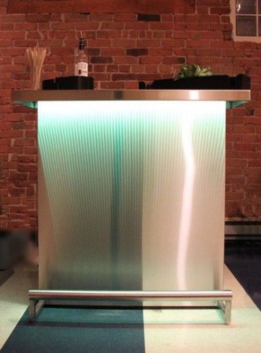 Stainless steel portable bar with 3d holographic lighting and integrated ice bin for sale