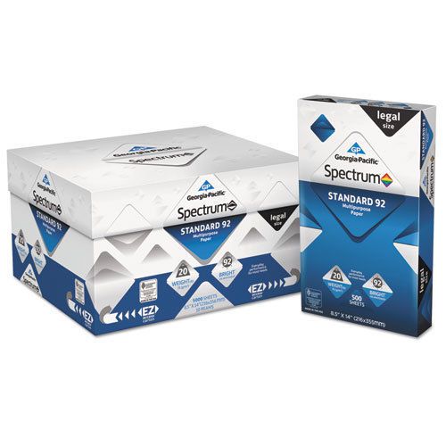 Spectrum standard 92 multipurpose paper, 20lb, 8-1/2 x 14, white, 5000 shts/ctn for sale