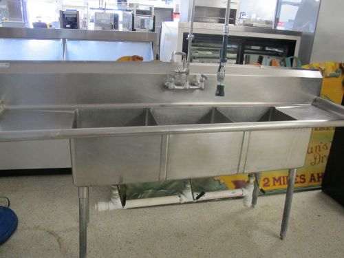 Turbo air tsa-3-d1 90&#034; three compartment sink w/ commercial sprayer for sale