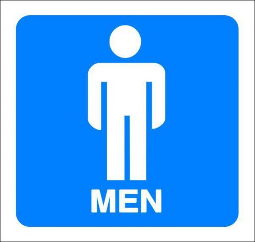 (4&#034;x 4&#034;) ONE GLOSSY STICKER, MEN RESTROOMS, FOR INDOOR OR OUTDOOR USE