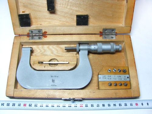 Vintage Thread/Tooth Micrometer 50-75mm+8pitch inserts/Gewinde Mikrometer ISO60°