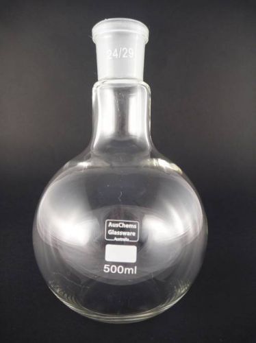 Flat bottom round flask 1 neck 24/29 joint AusChems Glassware Australia 500mL