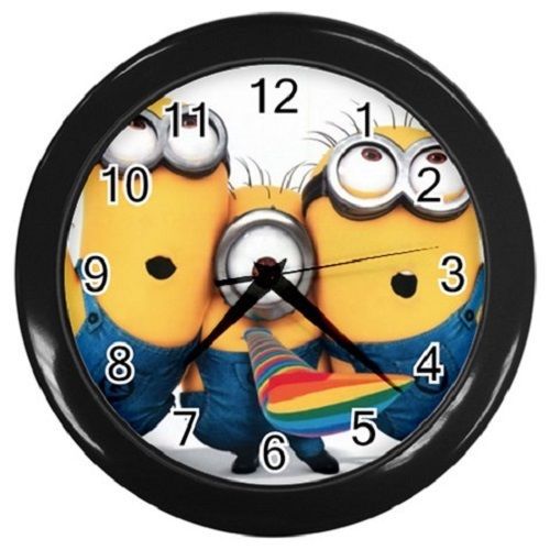 Cute Minion Despicable Me 2 Minions Wall Clock (Black) Free Shipping