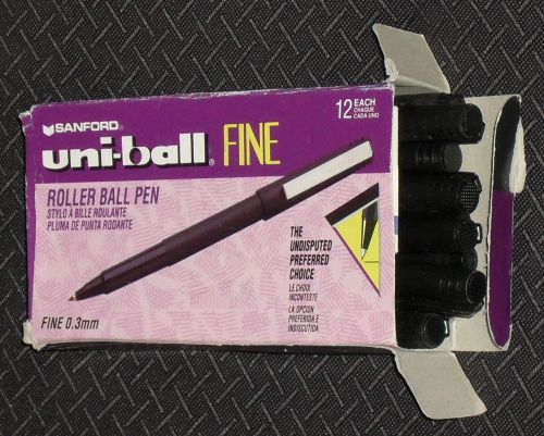 SANFORD ~ UNI-BALL Fine Tip/Point Rollerball Pen Lot of (10) Color: BLACK 60101